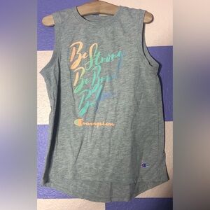 NWOT Champion Heather Grey Tank Pastel "Be Strong Be Brave Be You" - Size 7/8